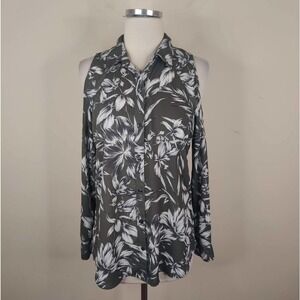 Banana Republic Classic Fit Shirt Cold Shoulder Button Up Floral